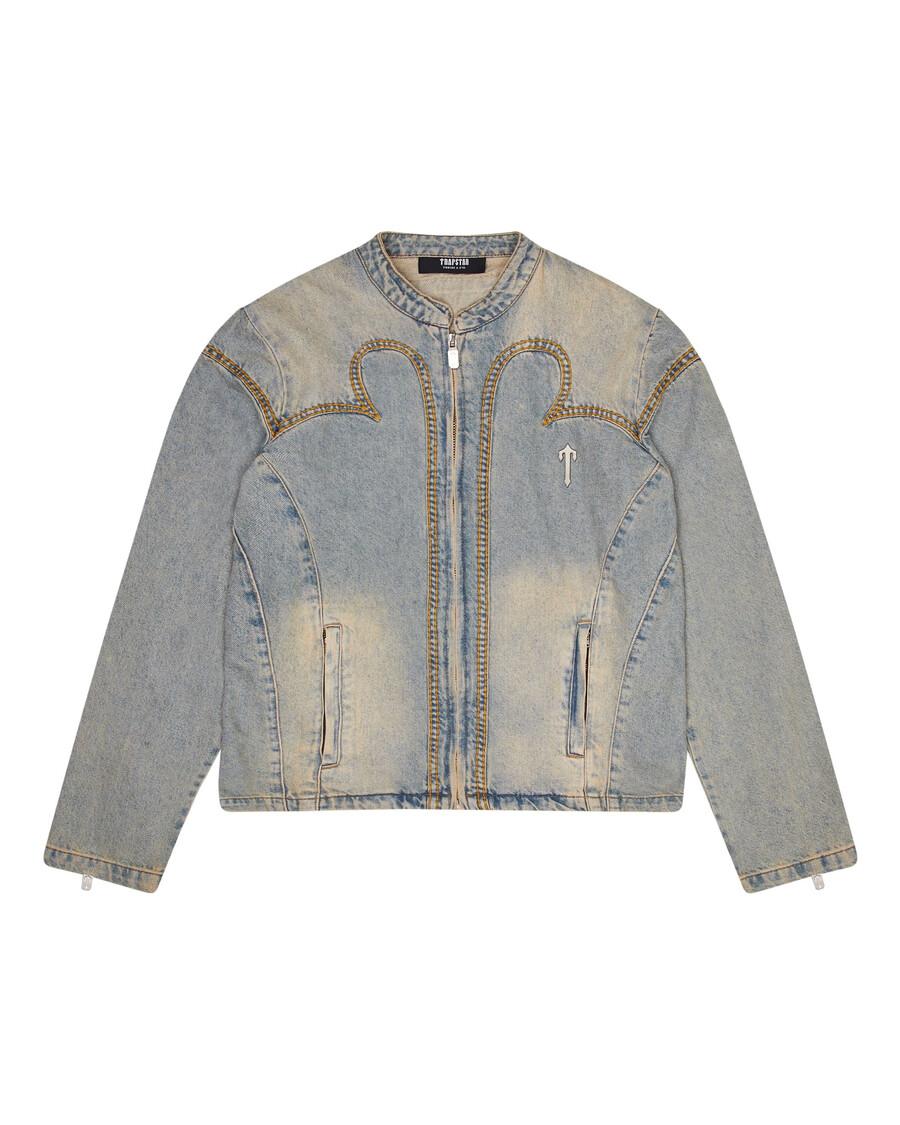 giacca da motocross in denim irongate - blu sabbia*