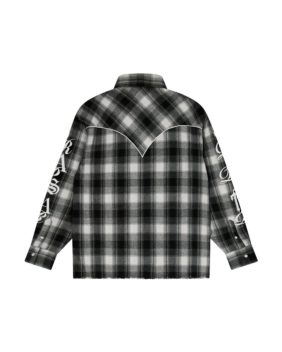 camicia in flanella con scritta - nera