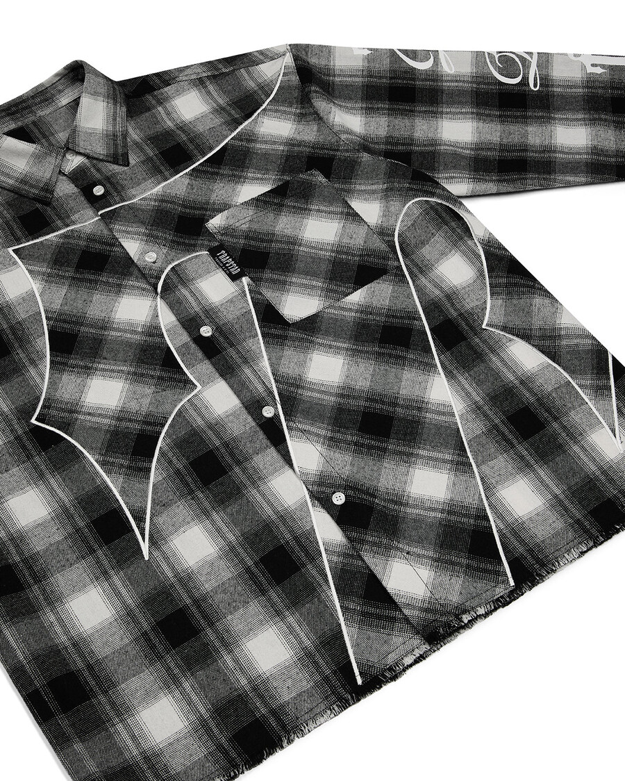 camicia in flanella con scritta - nera