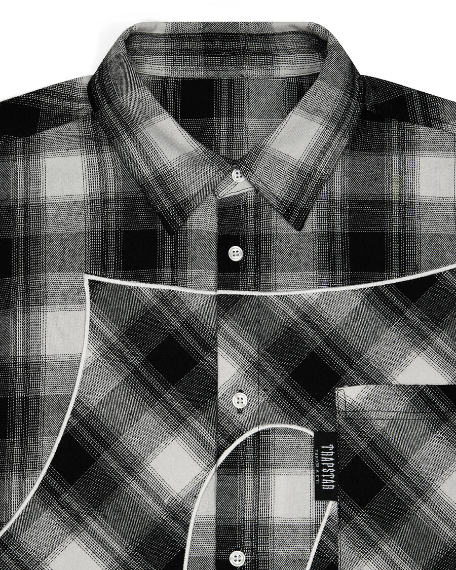 camicia in flanella con scritta - nera