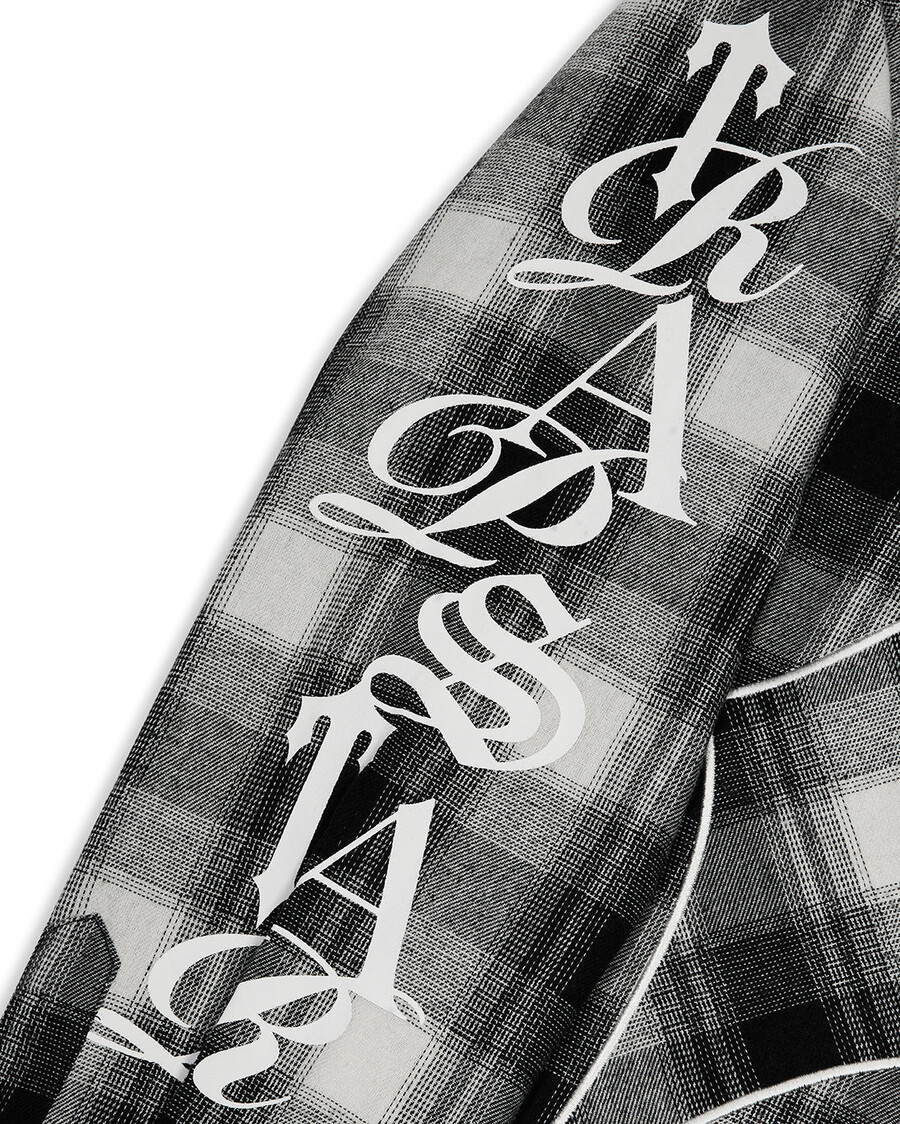 camicia in flanella con scritta - nera