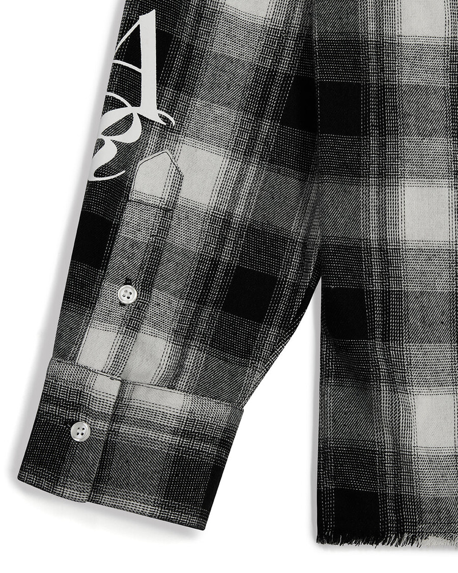 camicia in flanella con scritta - nera