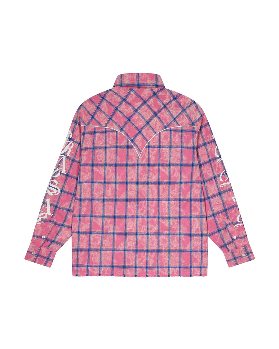 camicia in flanella con scritta - rosa