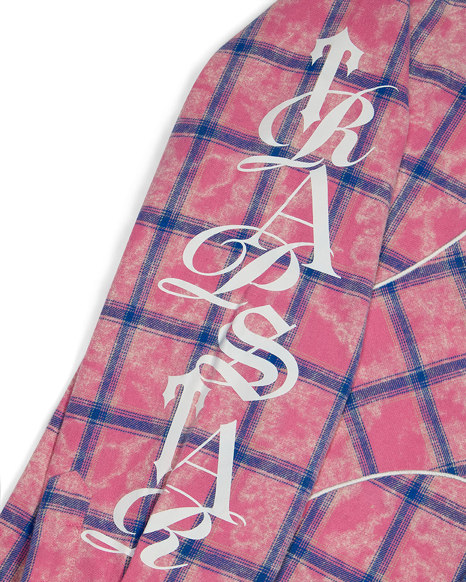 camicia in flanella con scritta - rosa