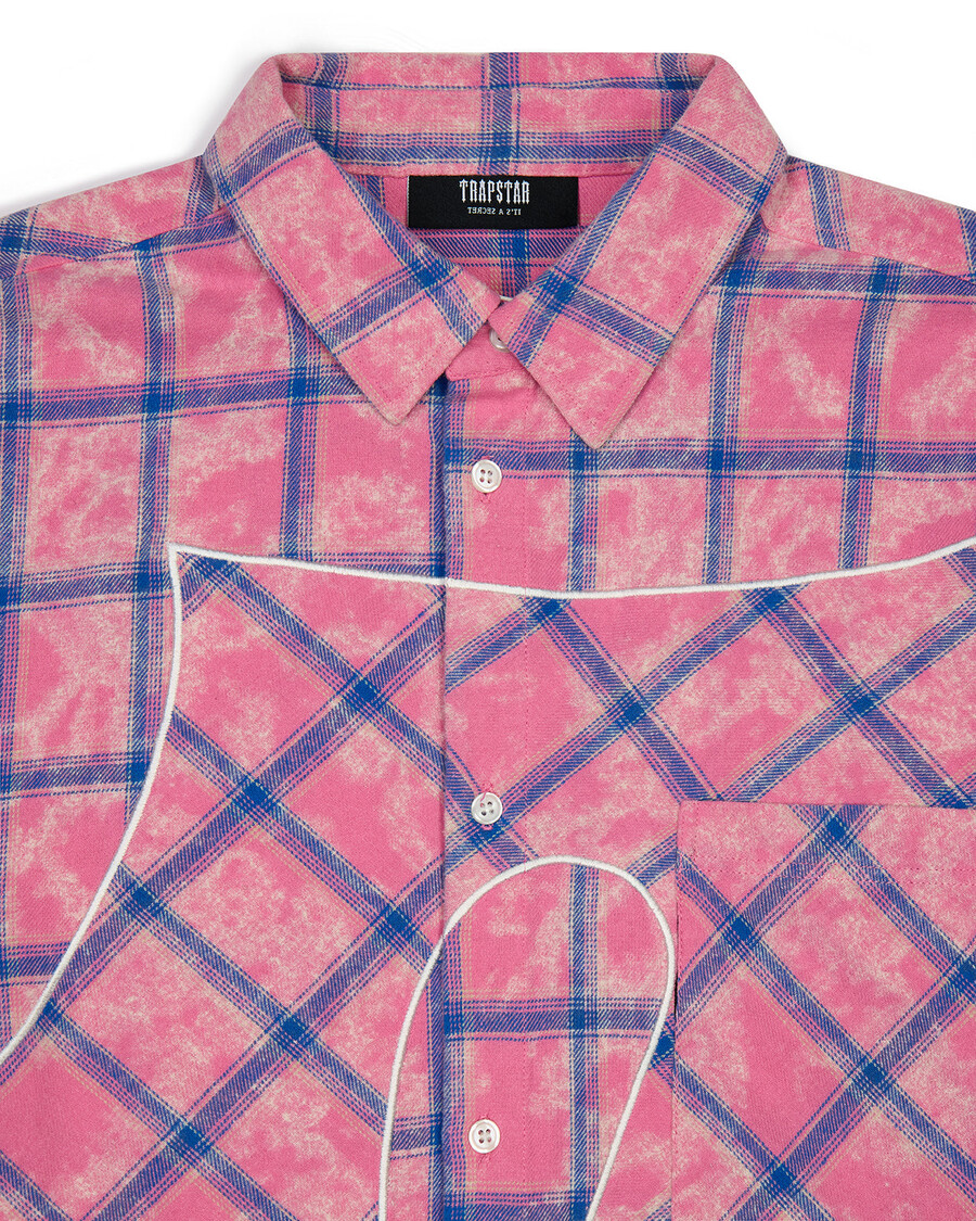 camicia in flanella con scritta - rosa