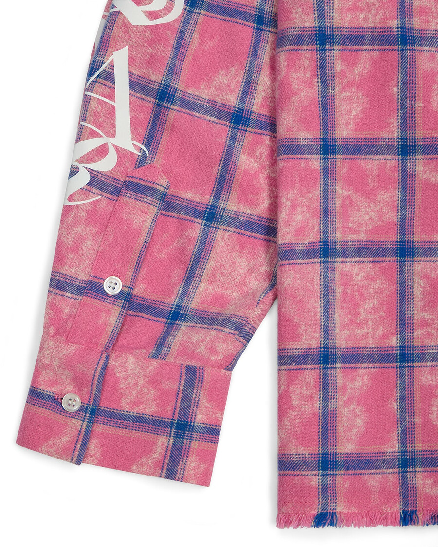 camicia in flanella con scritta - rosa