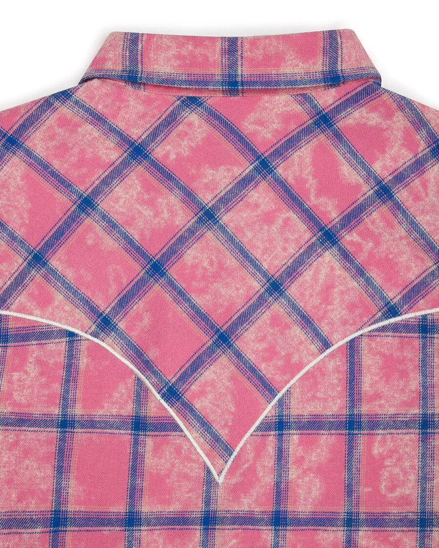 camicia in flanella con scritta - rosa
