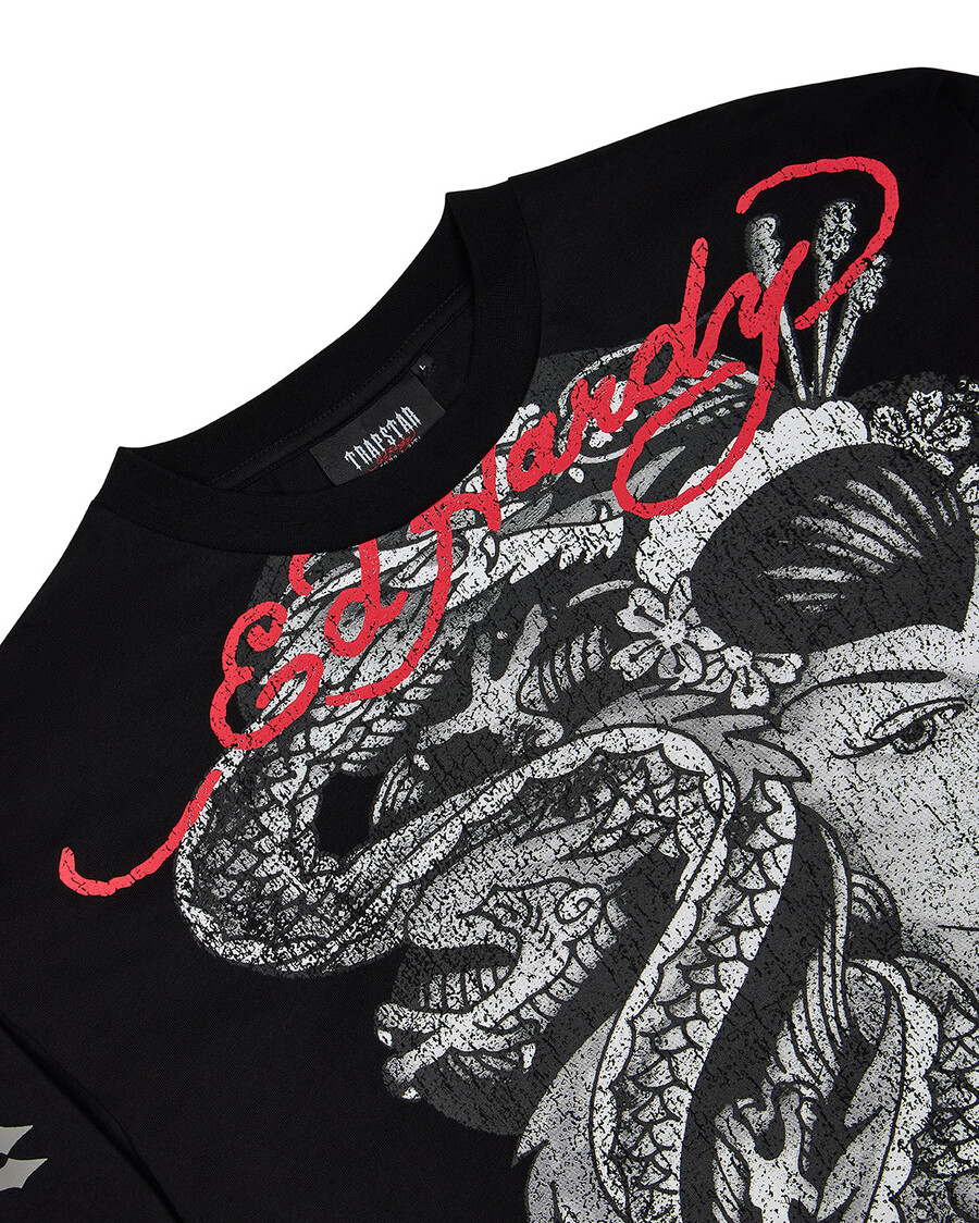 maglietta a maniche lunghe trapstar x ed hardy medusa - nero lavatomimetico
