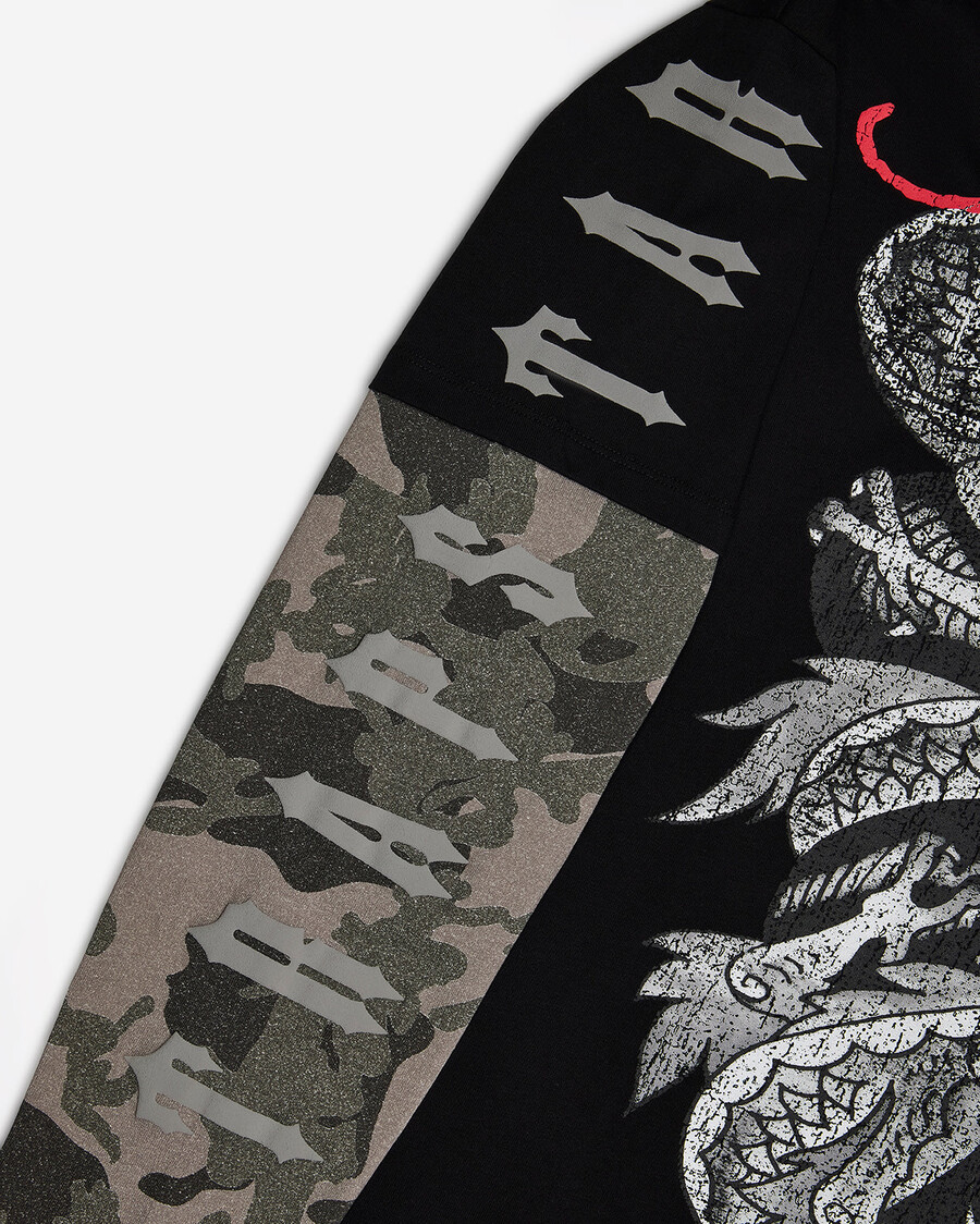 maglietta a maniche lunghe trapstar x ed hardy medusa - nero lavatomimetico