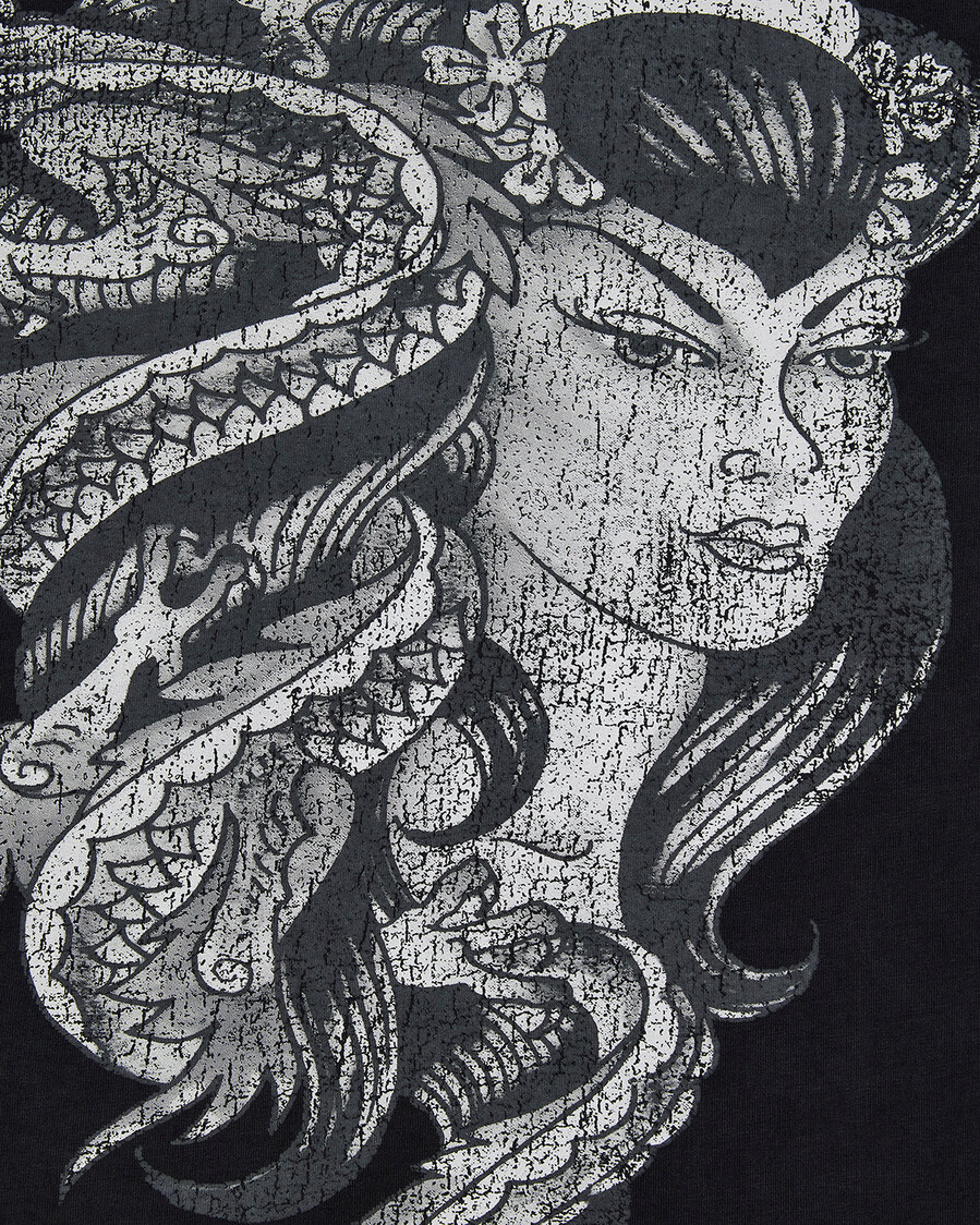 maglietta a maniche lunghe trapstar x ed hardy medusa - nerobianco