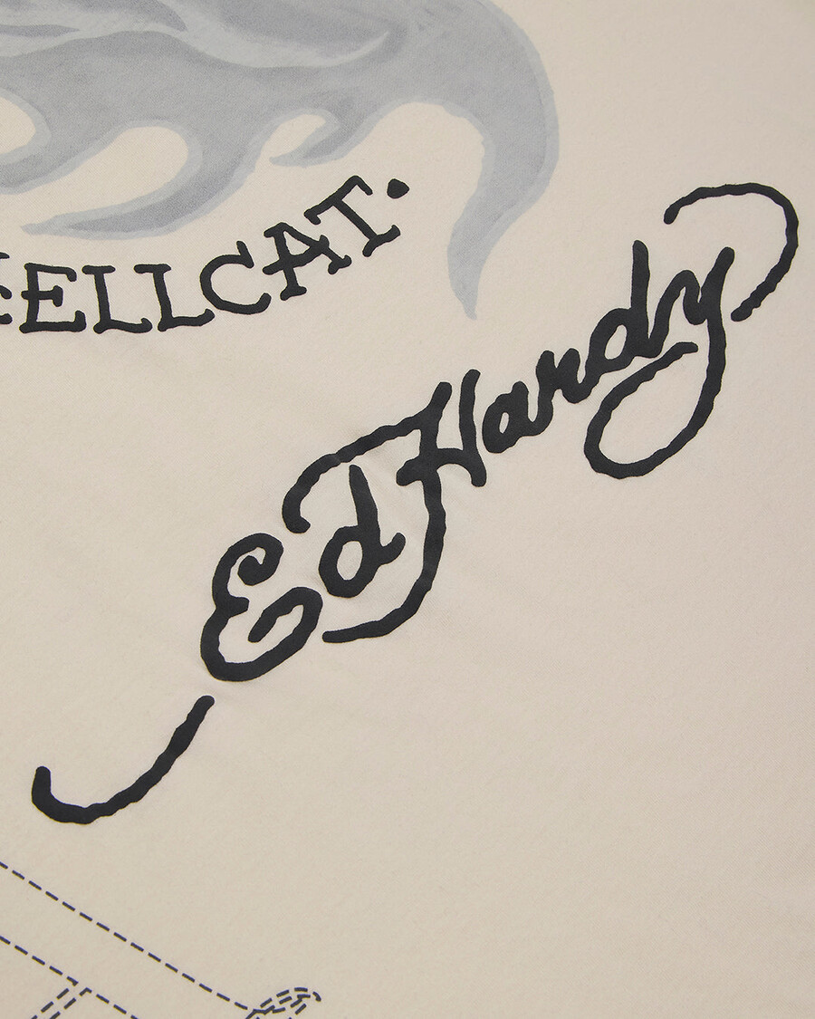 maglietta trapstar x ed hardy hell cat - naturale
