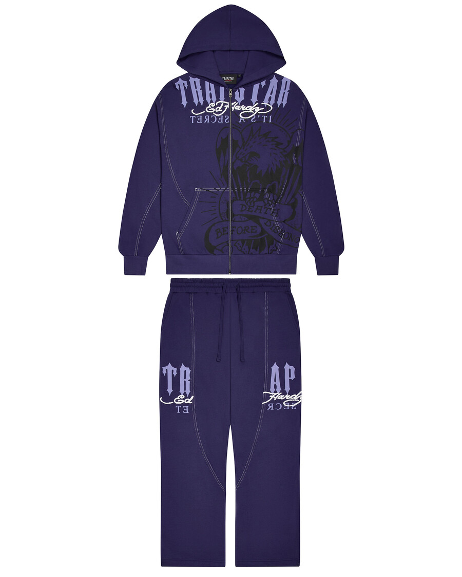 pantaloni da jogging dbd trapstar x ed hardy - blu navy
